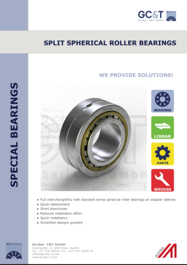 GCT Split Spherical Roller Bearings Product Flyer