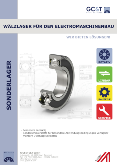 GCT Wälzlager für den Elektromaschinenbau Produktbroschüre