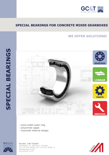 GCT Special Bearings for Concrete Mixer Gearboxes Product Flyer