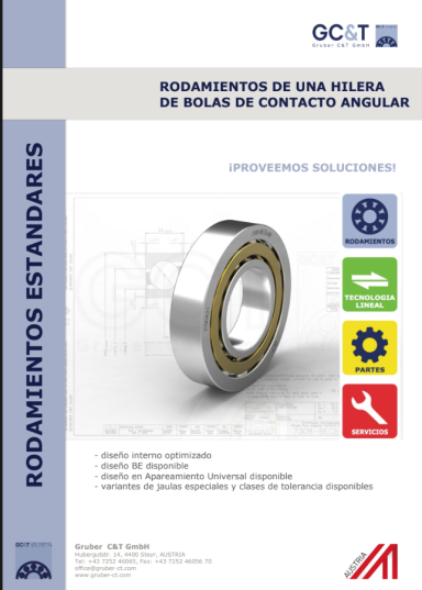 GCT Rodamientos de una hilera de bolas de contacto angular Product Flyer